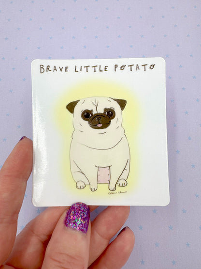 Brave Little Potato - Cute Pug Vinyl Sticker