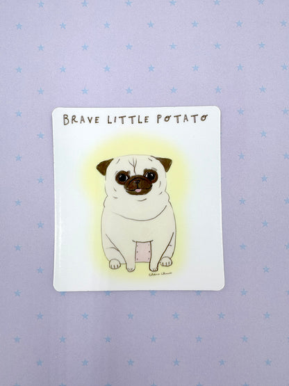 Brave Little Potato - Cute Pug Vinyl Sticker