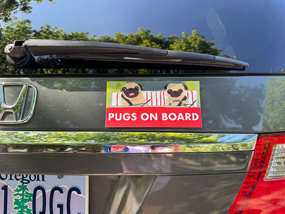 Pugs On Board - Vinyl Pug Bumper Sticker