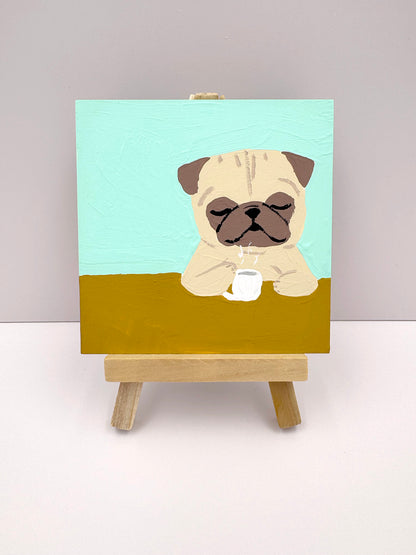 Cafe - Original Pug Painting - 100 Paintings Unleashed no. 54