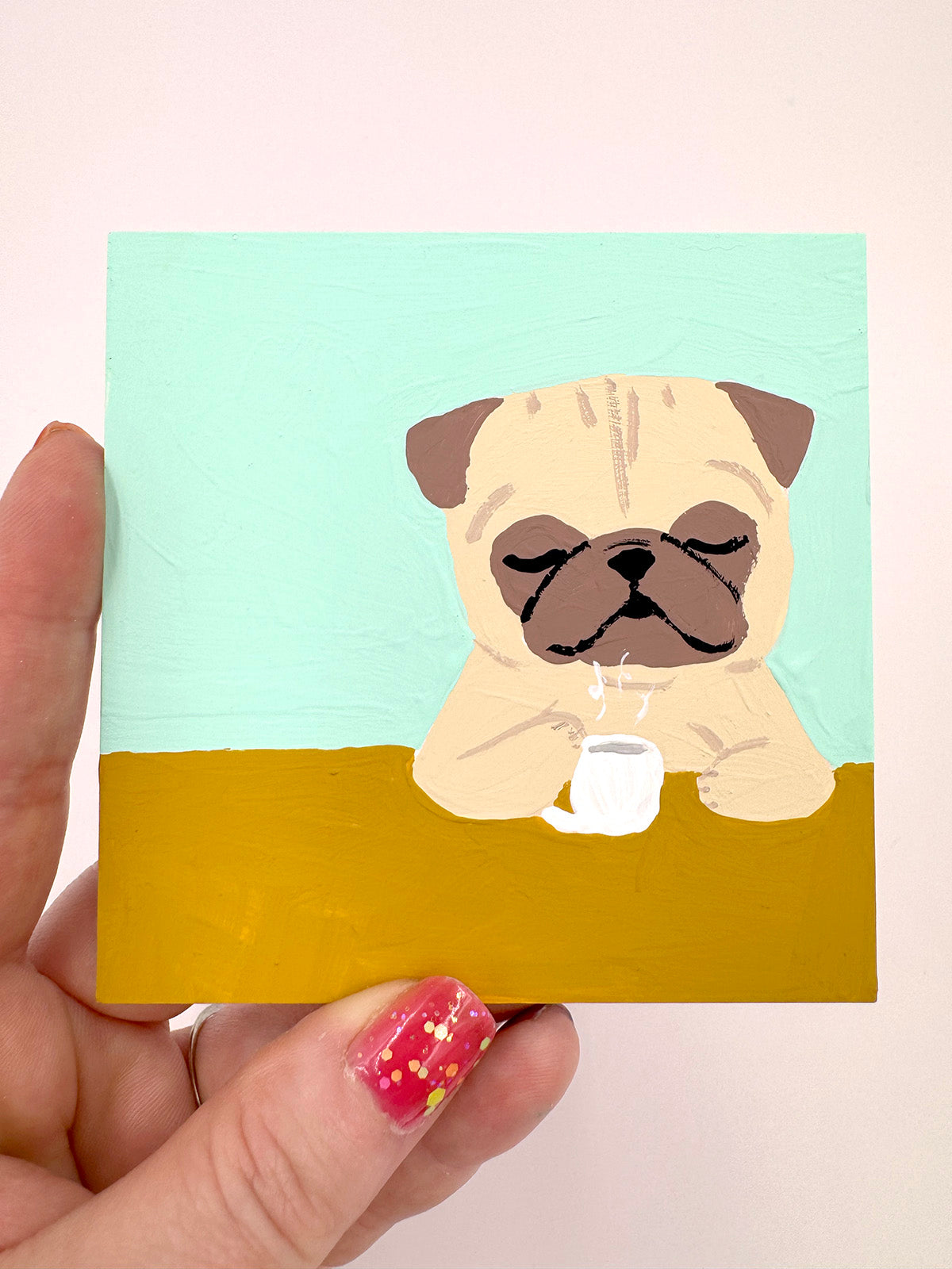 Cafe - Original Pug Painting - 100 Paintings Unleashed no. 54