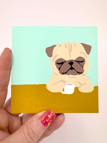 Cafe - Original Pug Painting - 100 Paintings Unleashed no. 54