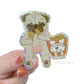 Chimkin Love - Holographic Pug Vinyl Sticker - Pug With Fried Chicken