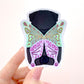 Chubby Butterfly - Black Pug - Whimsical Pug Vinyl Sticker