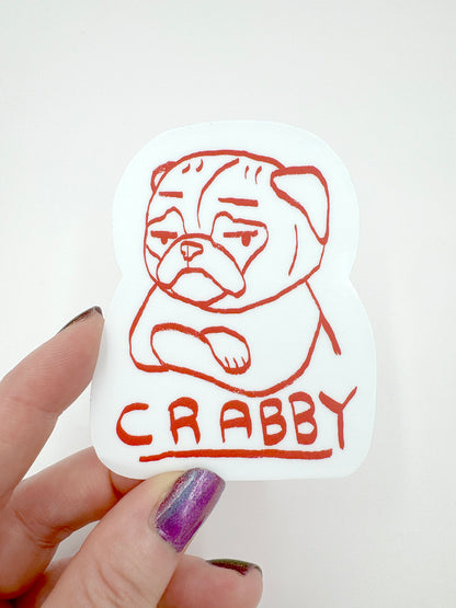 Crabby - Funny Pug Vinyl Sticker