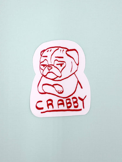 Crabby - Funny Pug Vinyl Sticker