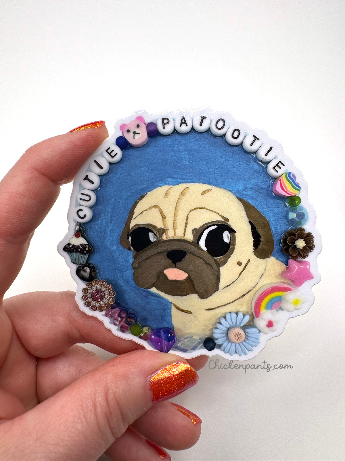 Cutie Patootie - Cute Pug Vinyl Sticker