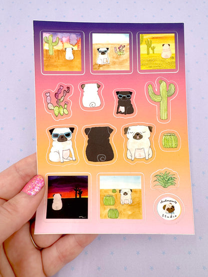 Desert Pugs - Vinyl Sticker Sheet