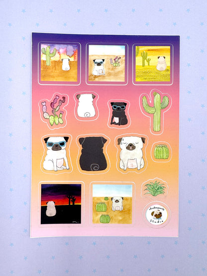 Desert Pugs - Vinyl Sticker Sheet