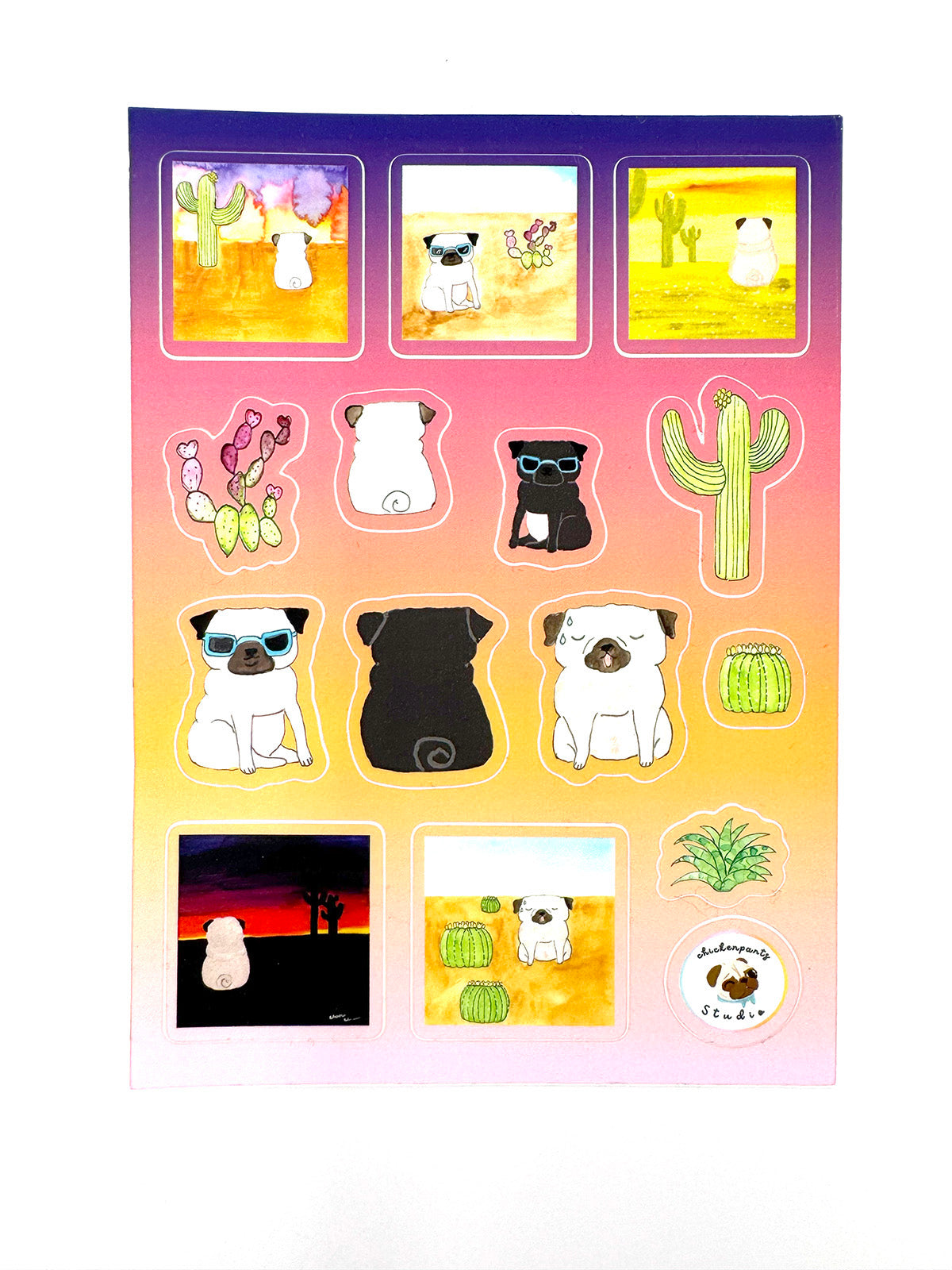 Desert Pugs - Vinyl Sticker Sheet