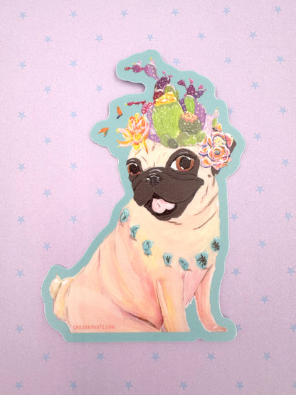 Desert Diva Pug - Large Pug Vinyl Sticker