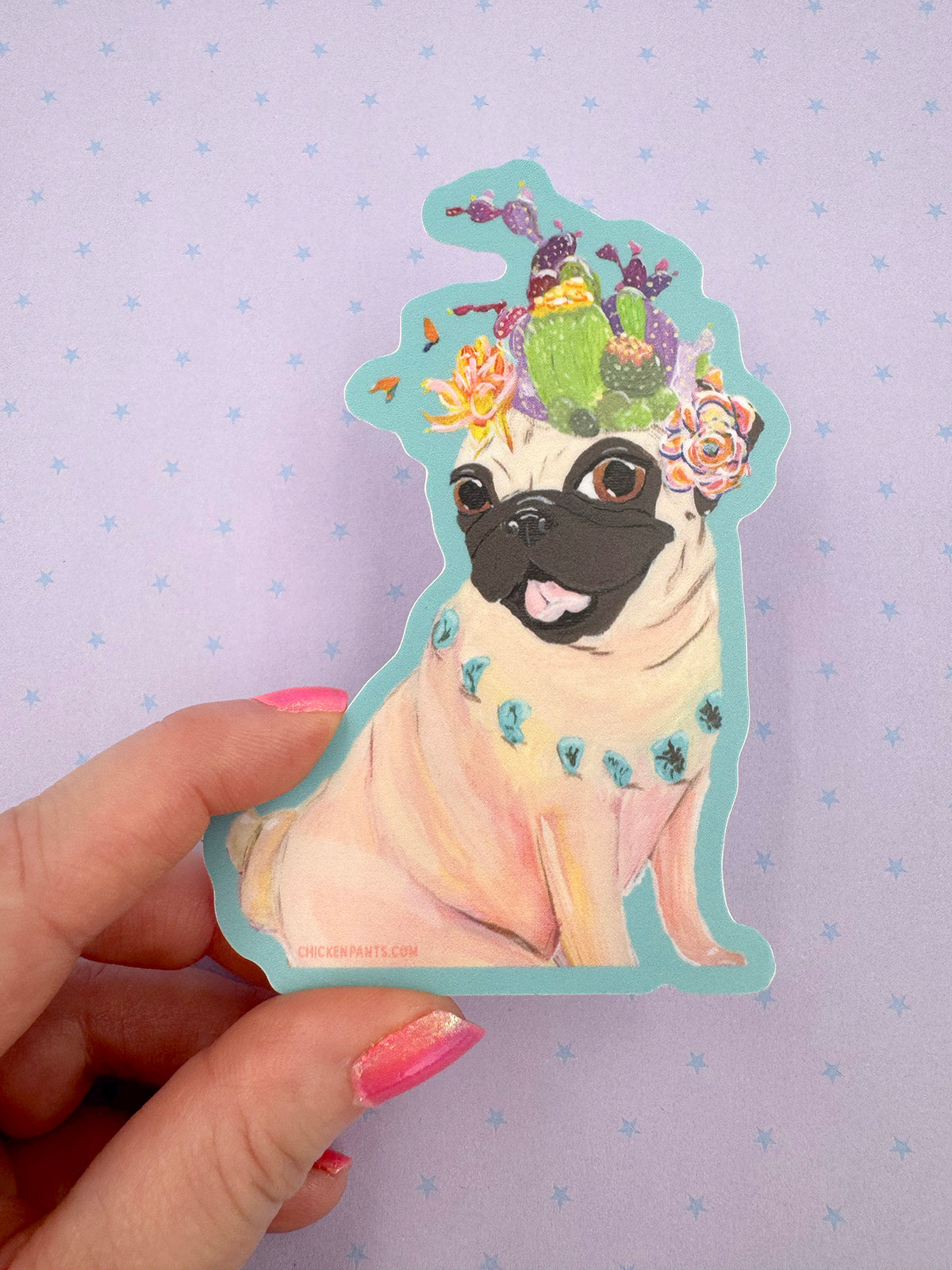 Desert Diva Pug - Large Pug Vinyl Sticker