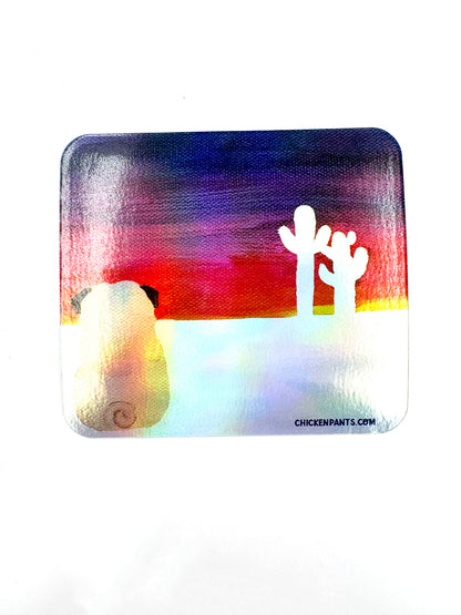 Sunset Desert Pug - Holographic Pug Vinyl Sticker
