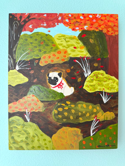 Fall Meadow - Original Pug Painting
