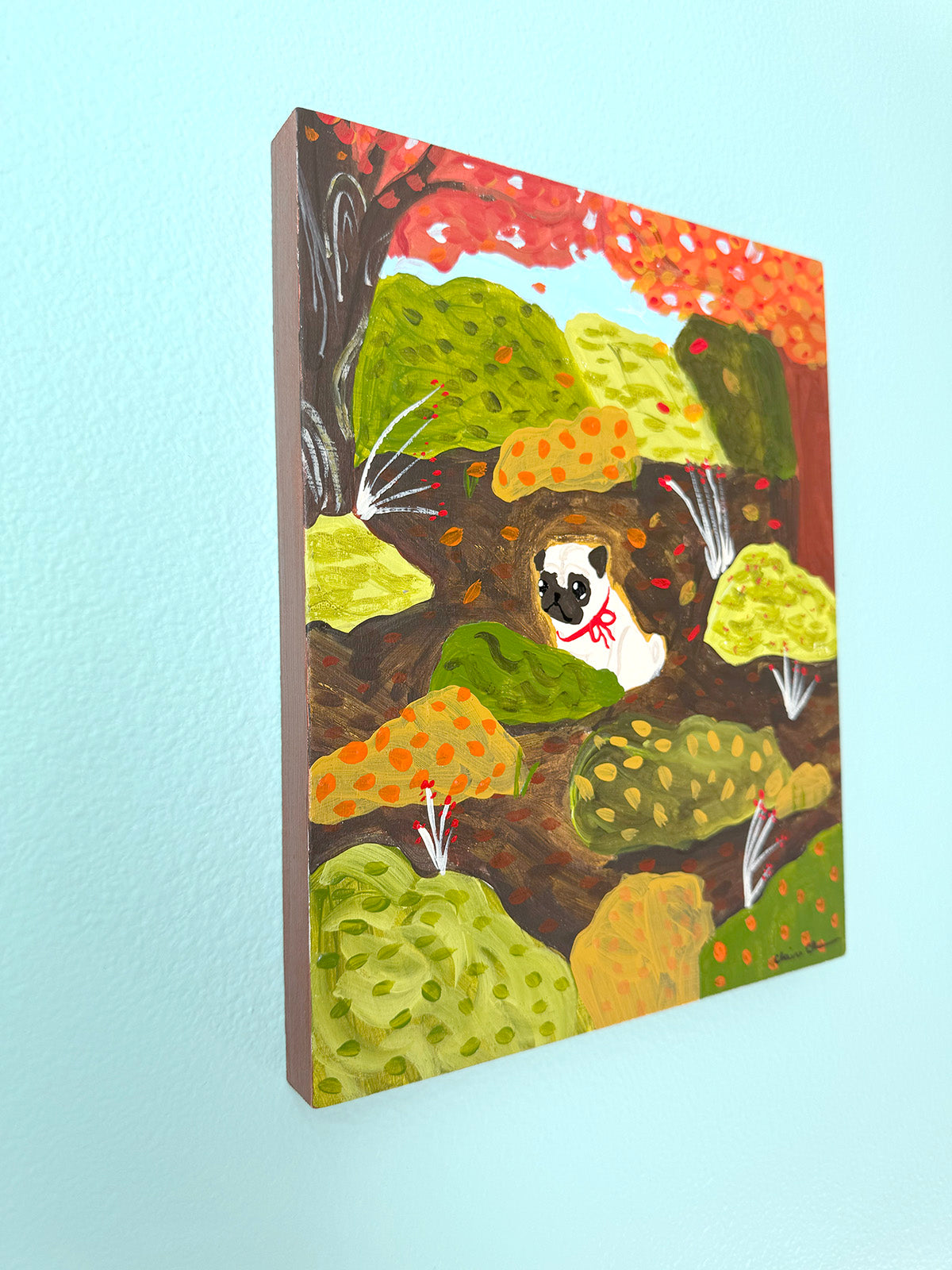 Fall Meadow - Original Pug Painting