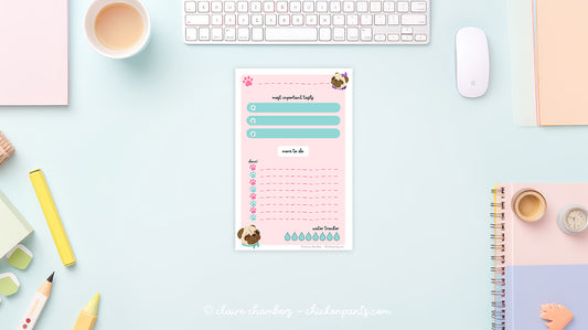 Fawn Pug Daily Planner Sheet - Instantly Downloadable Printable