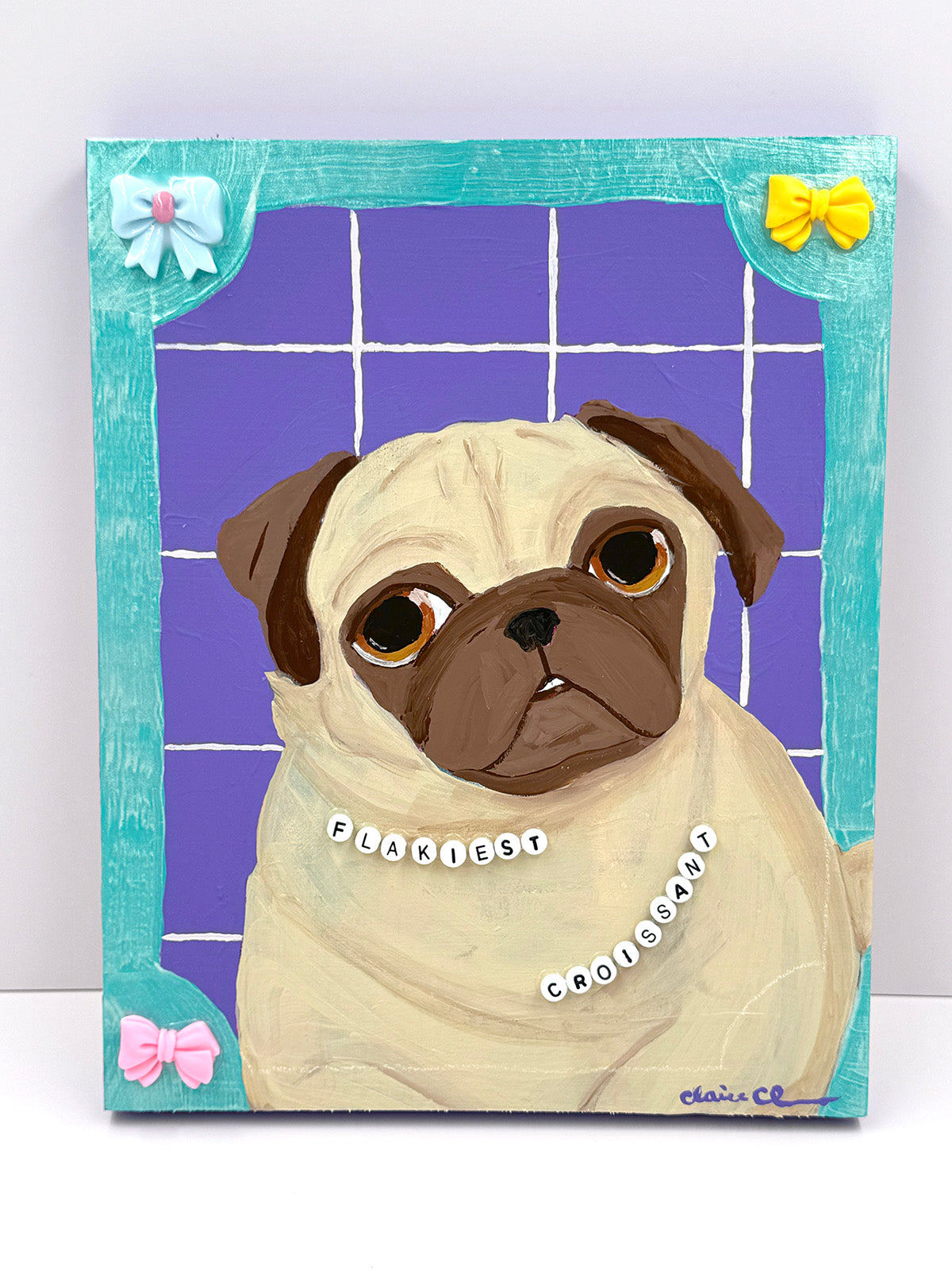 Flakiest Croissant - Original Pug Painting - 100 Paintings Unleashed no. 7