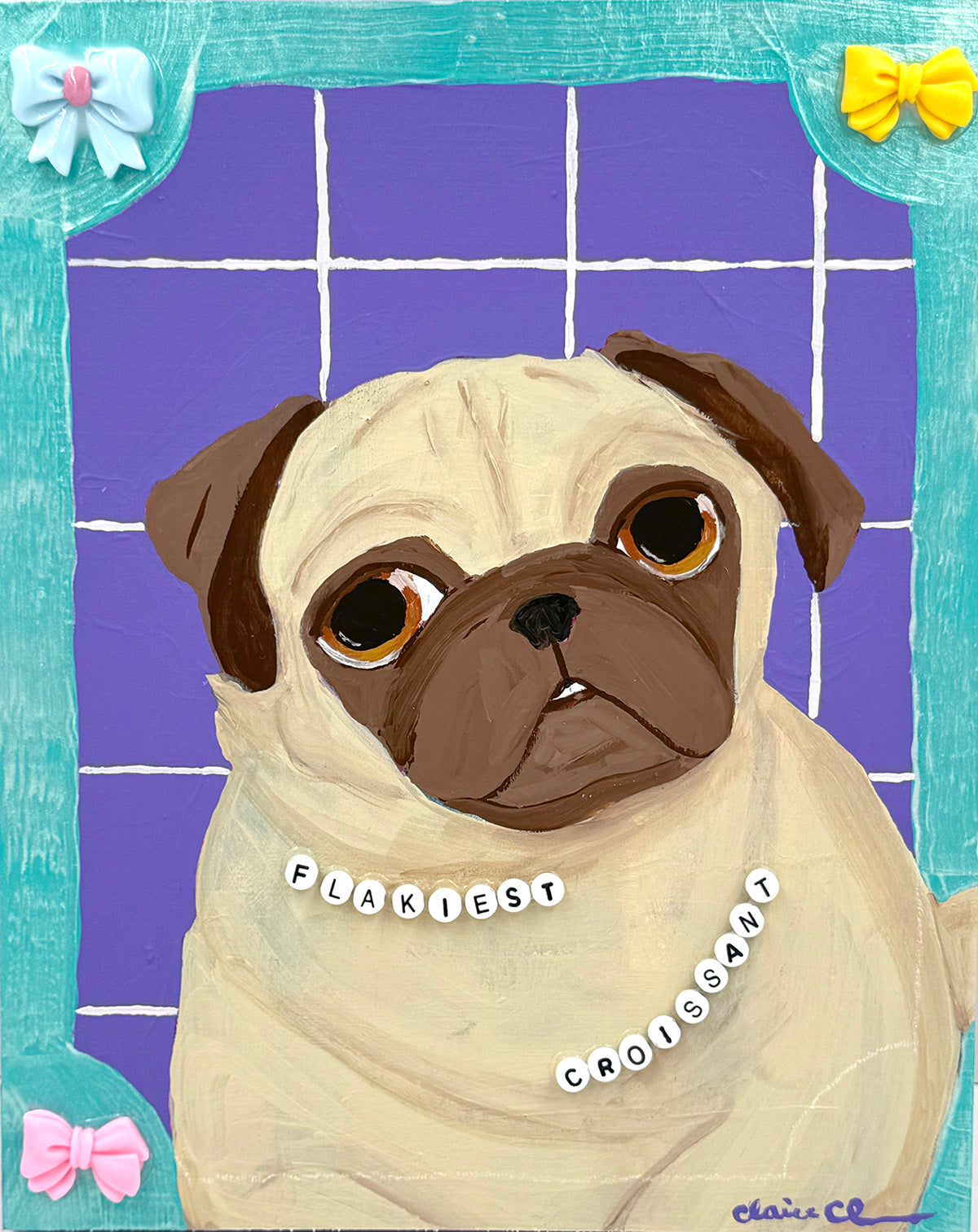 Flakiest Croissant - Original Pug Painting - 100 Paintings Unleashed no. 7
