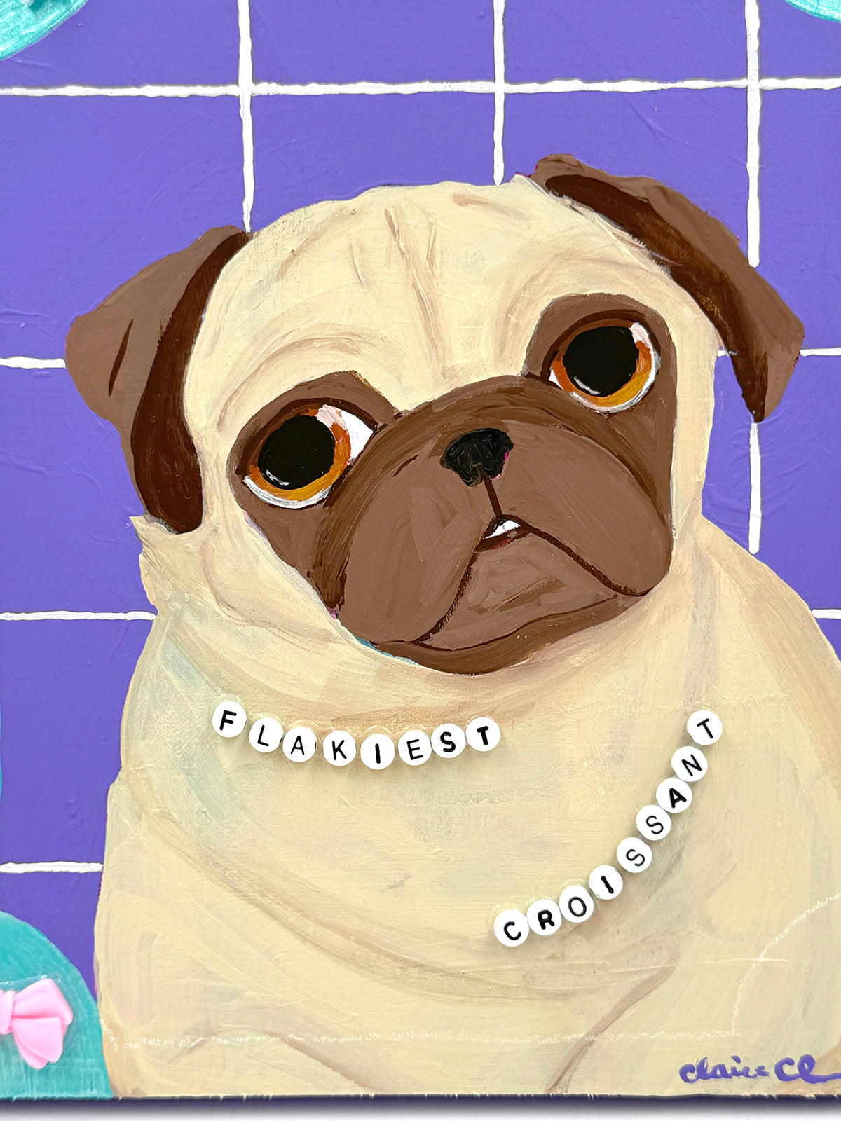 Flakiest Croissant - Original Pug Painting - 100 Paintings Unleashed no. 7