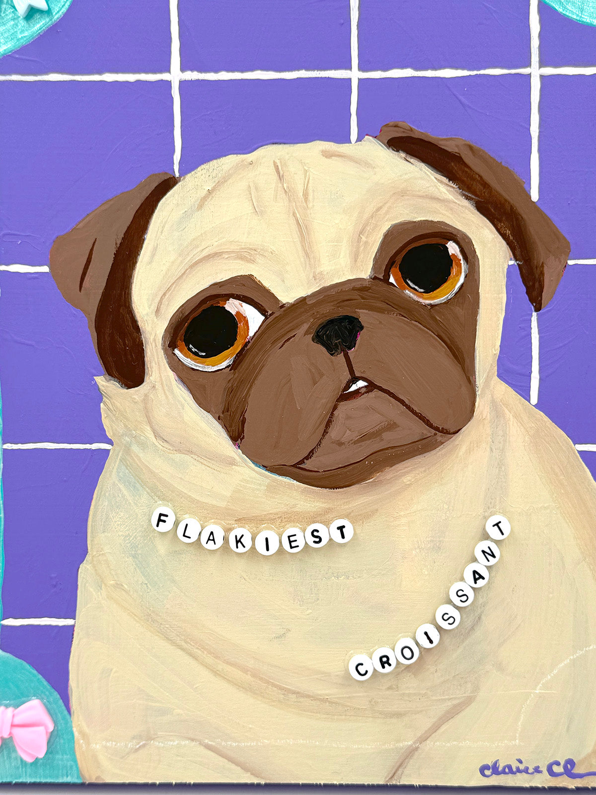 Flakiest Croissant - Original Pug Painting - 100 Paintings Unleashed no. 7