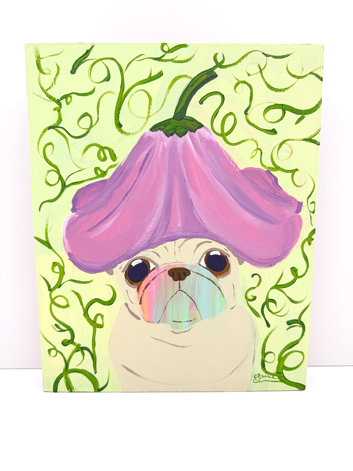 Flower Hat - Original Pug Painting - 100 Paintings Unleashed no. 18