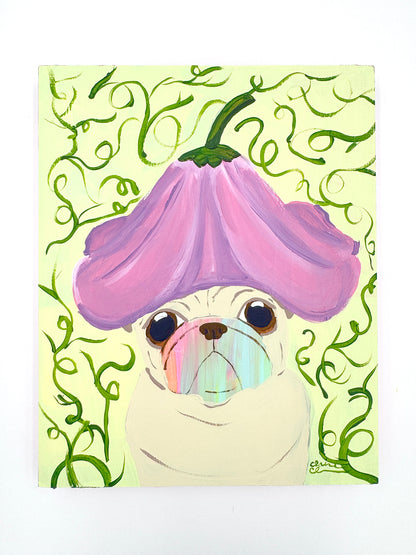 Flower Hat - Original Pug Painting - 100 Paintings Unleashed no. 18