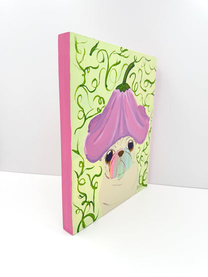 Flower Hat - Original Pug Painting - 100 Paintings Unleashed no. 18