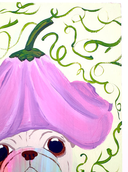 Flower Hat - Original Pug Painting - 100 Paintings Unleashed no. 18