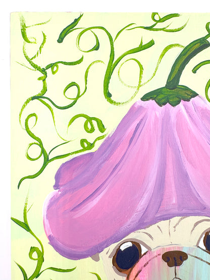 Flower Hat - Original Pug Painting - 100 Paintings Unleashed no. 18
