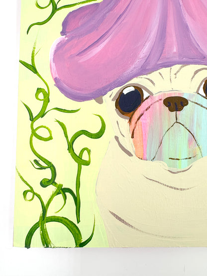 Flower Hat - Original Pug Painting - 100 Paintings Unleashed no. 18
