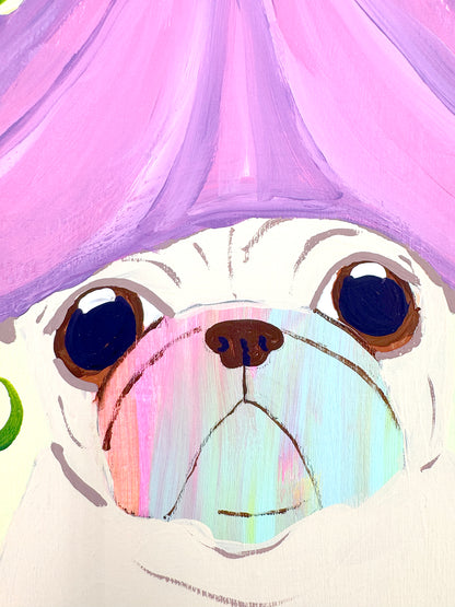 Flower Hat - Original Pug Painting - 100 Paintings Unleashed no. 18