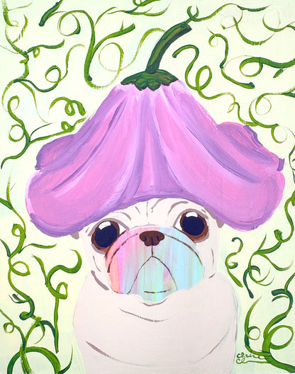 Flower Hat - Original Pug Painting - 100 Paintings Unleashed no. 18