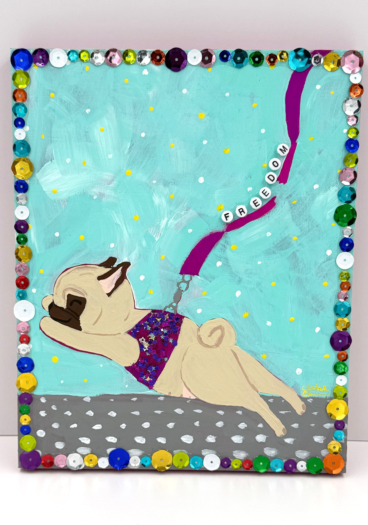 Freedom - Original Pug Painting - 100 Paintings Unleashed no. 1