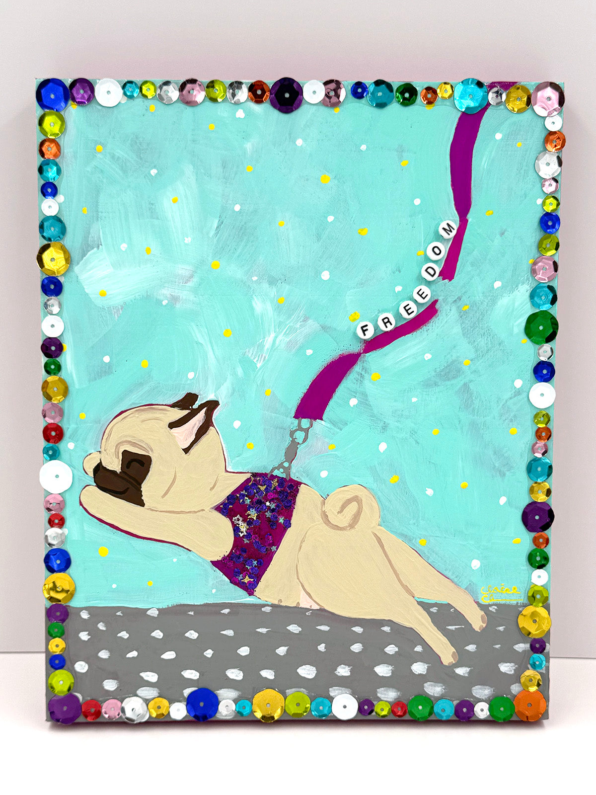 Freedom - Original Pug Painting - 100 Paintings Unleashed no. 1