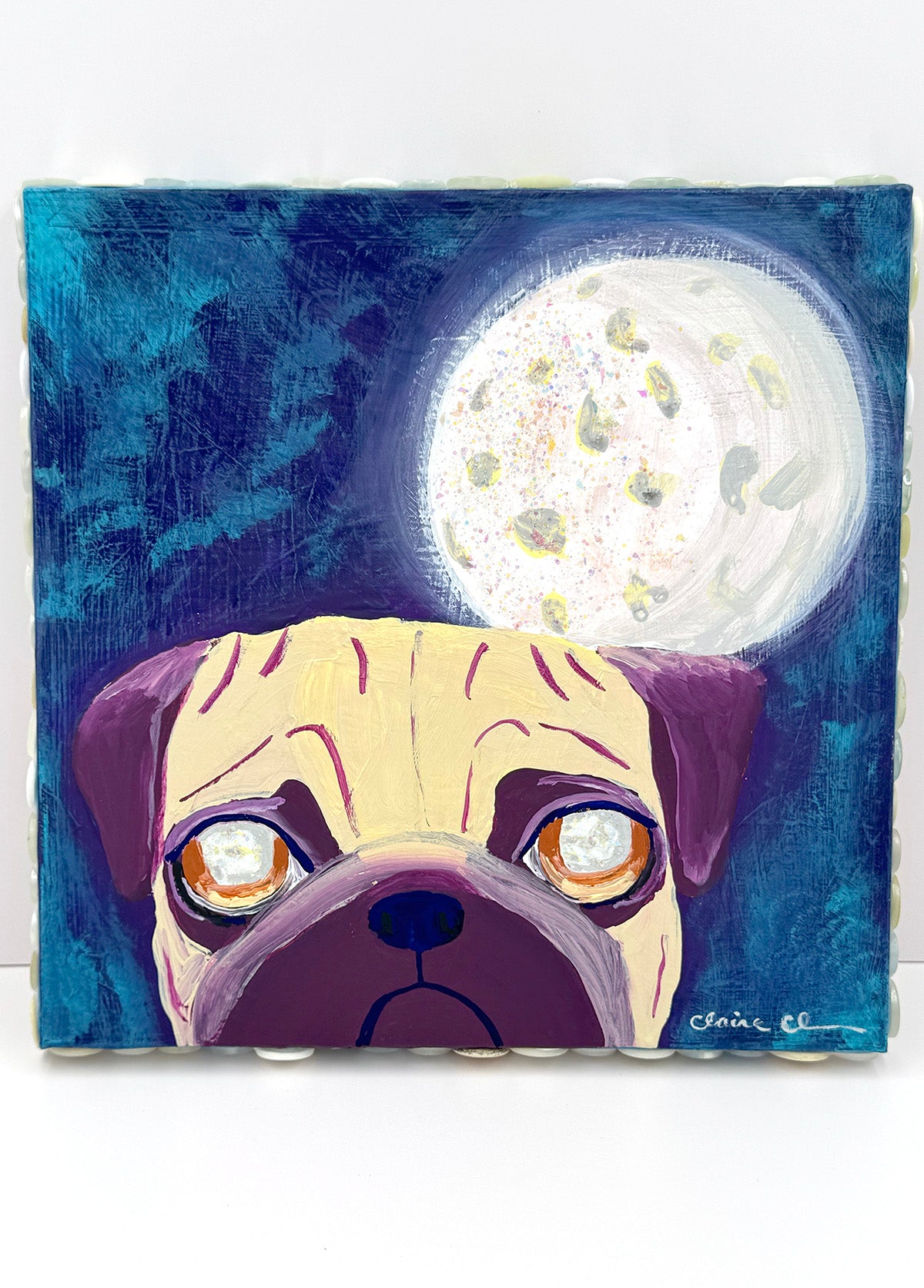Full Moon - Original Pug Painting - 100 Paintings Unleashed no. 2