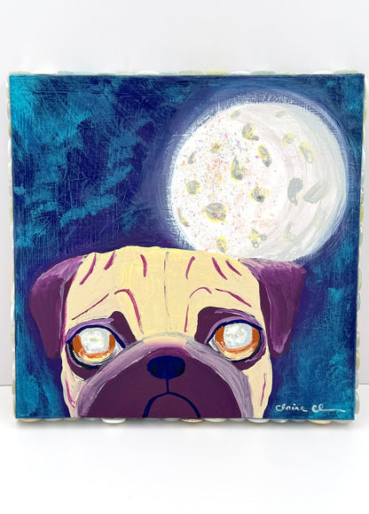 Full Moon - Original Pug Painting - 100 Paintings Unleashed no. 2