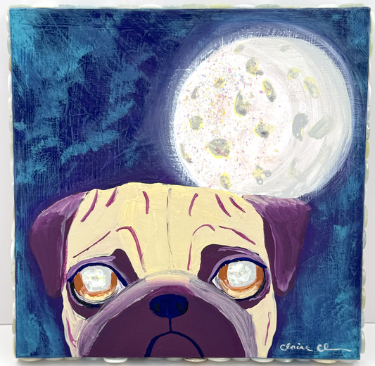 Full Moon - Original Pug Painting - 100 Paintings Unleashed no. 2