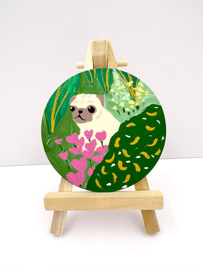 Spring Meadow - Original Pug Painting - 100 Paintings Unleashed no. 26