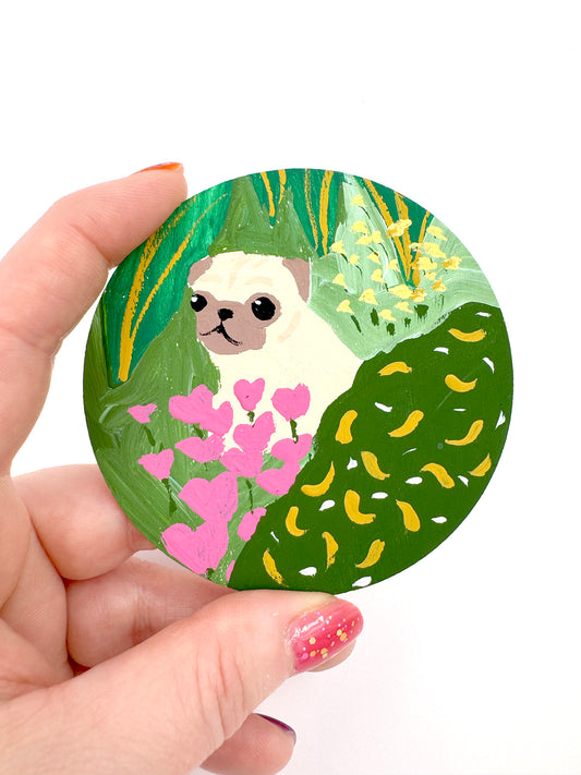 Spring Meadow - Original Pug Painting - 100 Paintings Unleashed no. 26