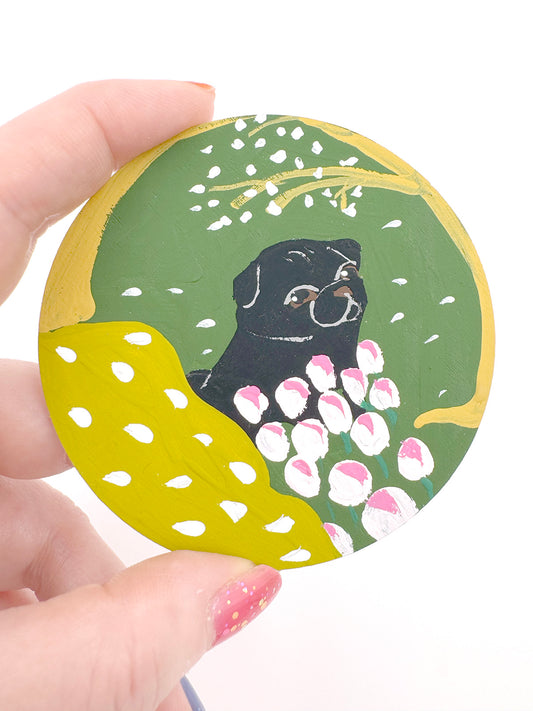 Early Spring Meadow - Original Pug Painting - 100 Paintings Unleashed no. 27