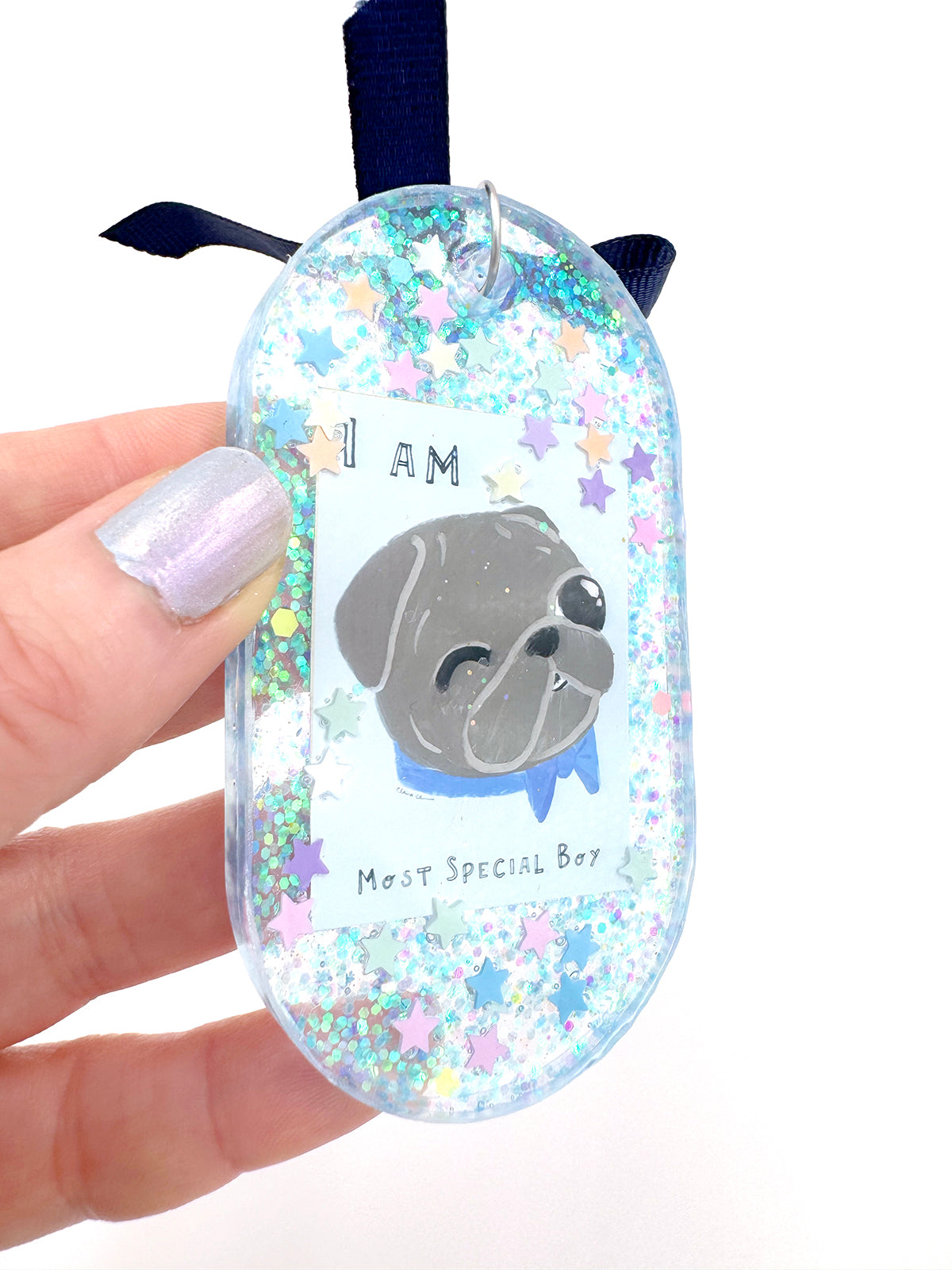 Pug Bag Charm - Most Special Boy (Black Pug)