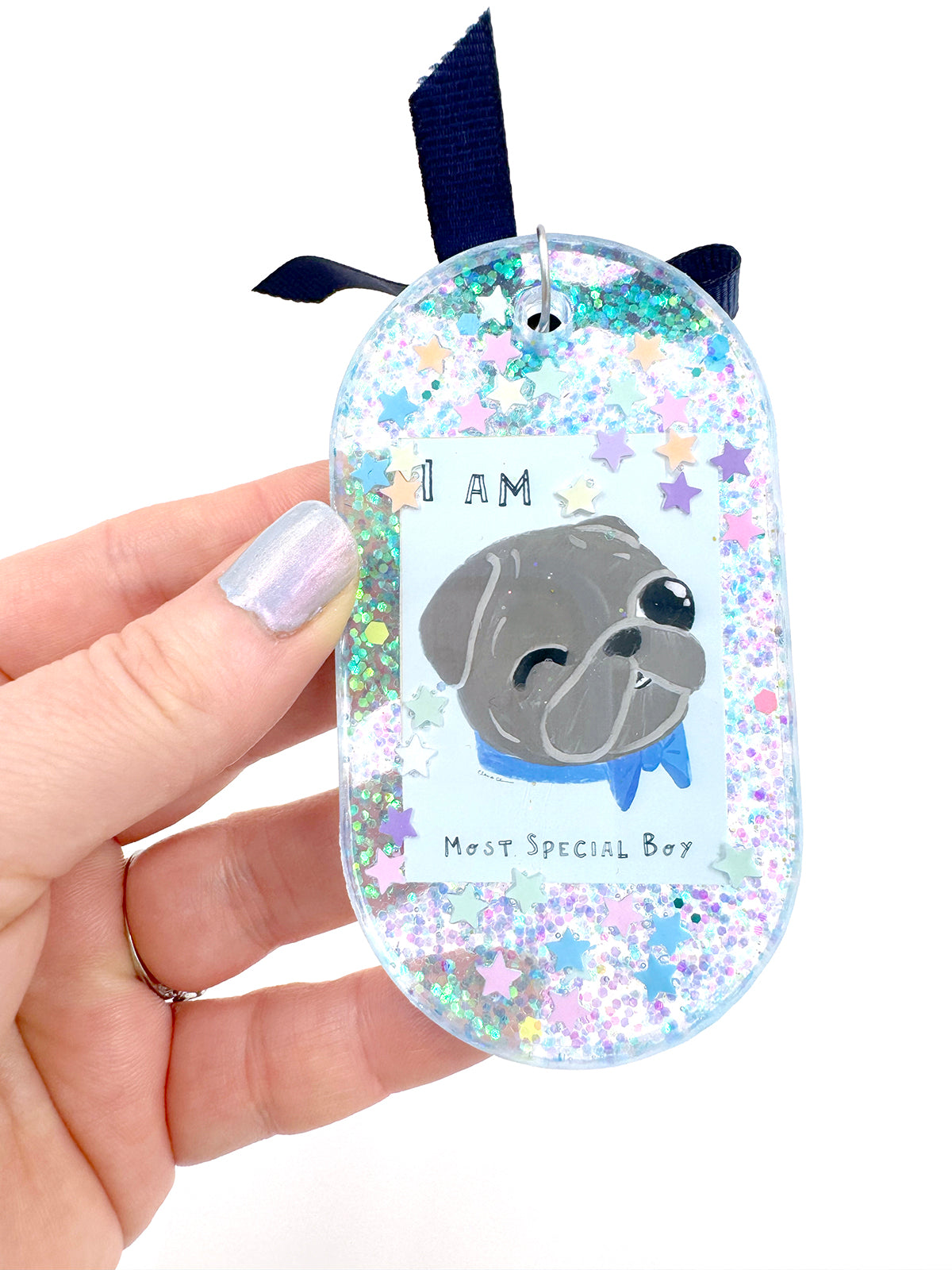 Pug Bag Charm - Most Special Boy (Black Pug)