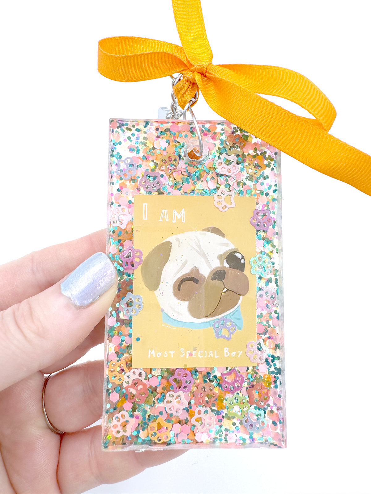 Pug Bag Charm - Most Special Boy (Fawn Pug)