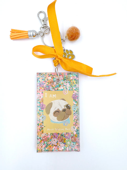 Pug Bag Charm - Most Special Boy (Fawn Pug)
