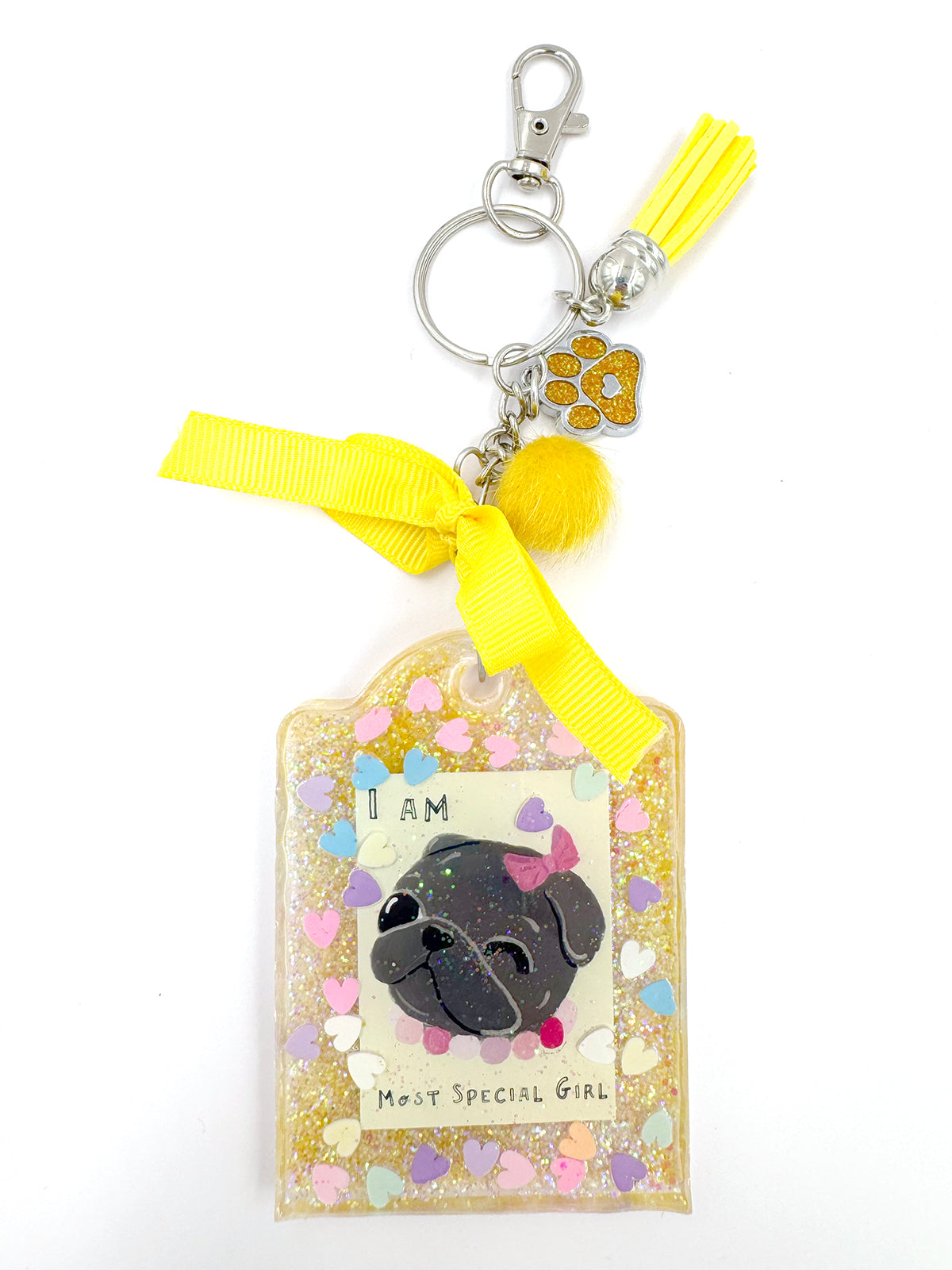 Pug Bag Charm - Most Special Girl (Black Pug)