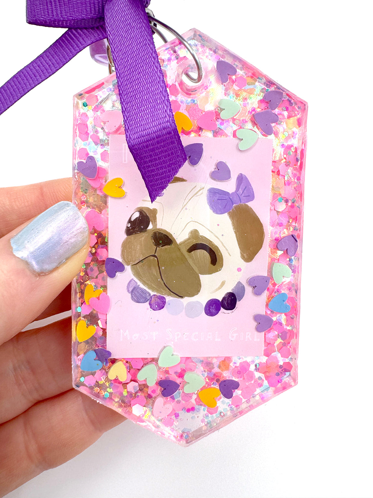 Pug Bag Charm - Most Special Girl (Fawn)