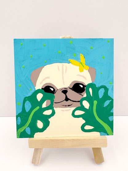 Plant Lady - Original Pug Painting - 100 Paintings Unleashed no. 56