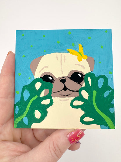 Plant Lady - Original Pug Painting - 100 Paintings Unleashed no. 56