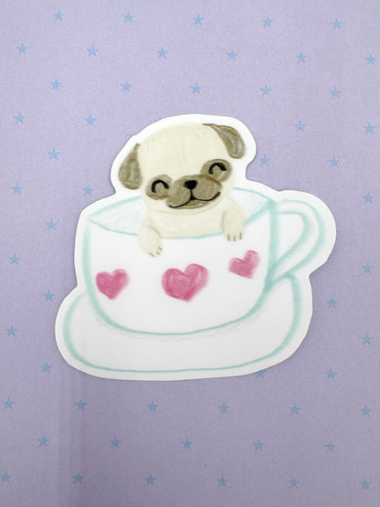 Pug Mug - Cute Pug Vinyl Sticker