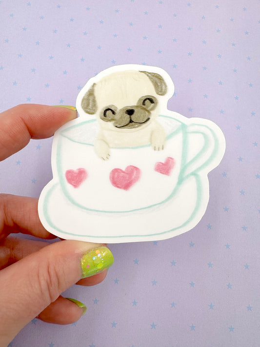 Pug Mug - Cute Pug Vinyl Sticker